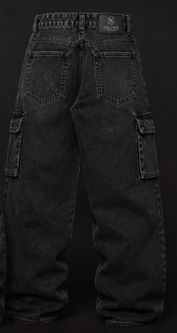 Pantalón Baggy Cargo Black Wash — vista 2