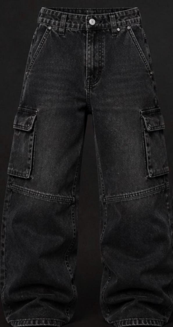 Pantalón Baggy Cargo Black Wash
