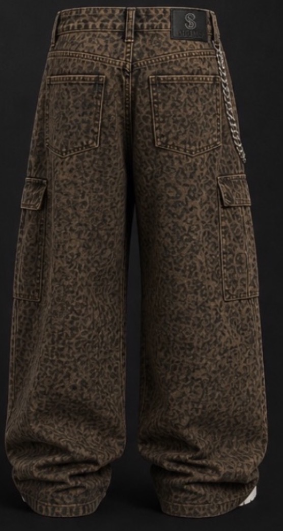 Pantalón Baggy Cargo Animal Print Leopardo — vista 2