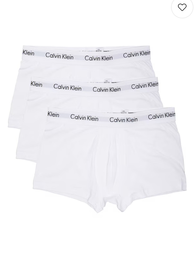 Pack de 3 Boxers Bajos Calvin Klein — Algodón Elástico Blanco