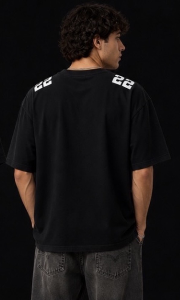 Remera Oversize NJ 22 Negra — vista 2