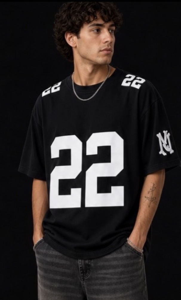 Remera Oversize NJ 22 Negra
