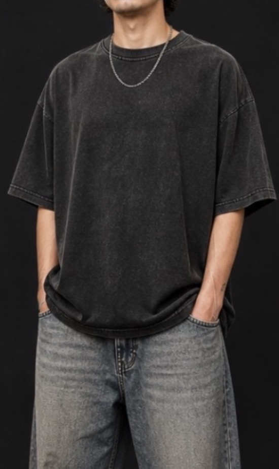 Remera Oversize Stone Wash Negra