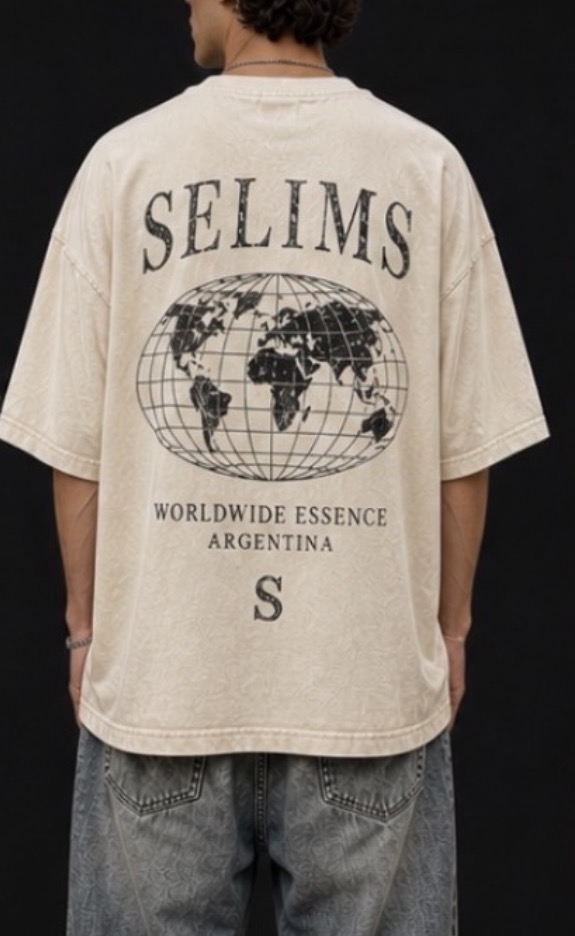 Remera Oversize SELIMS Worldwide Crema — vista 2